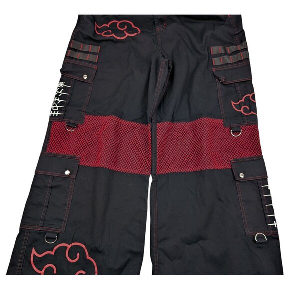 Hot Topic Naruto Shippuden Akatsuki Mesh Wide Leg Cargo Pants Size 13 Emo Grunge - Picture 3 of 14